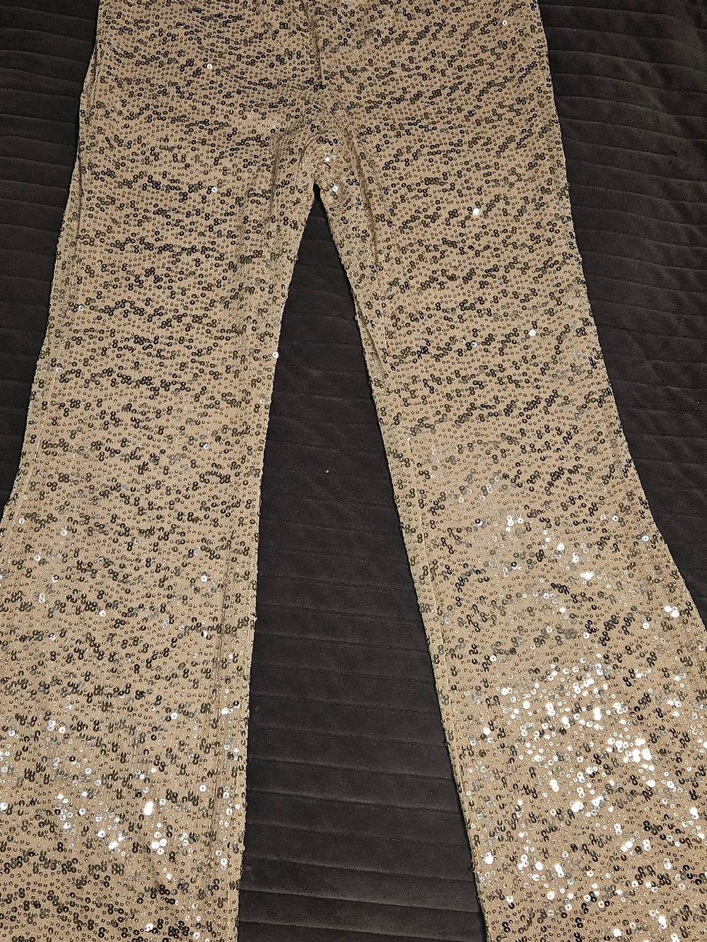 H&M Gold Sequin Flare Jeans
